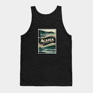 Acadia National Park Maine Retro Poster Tank Top